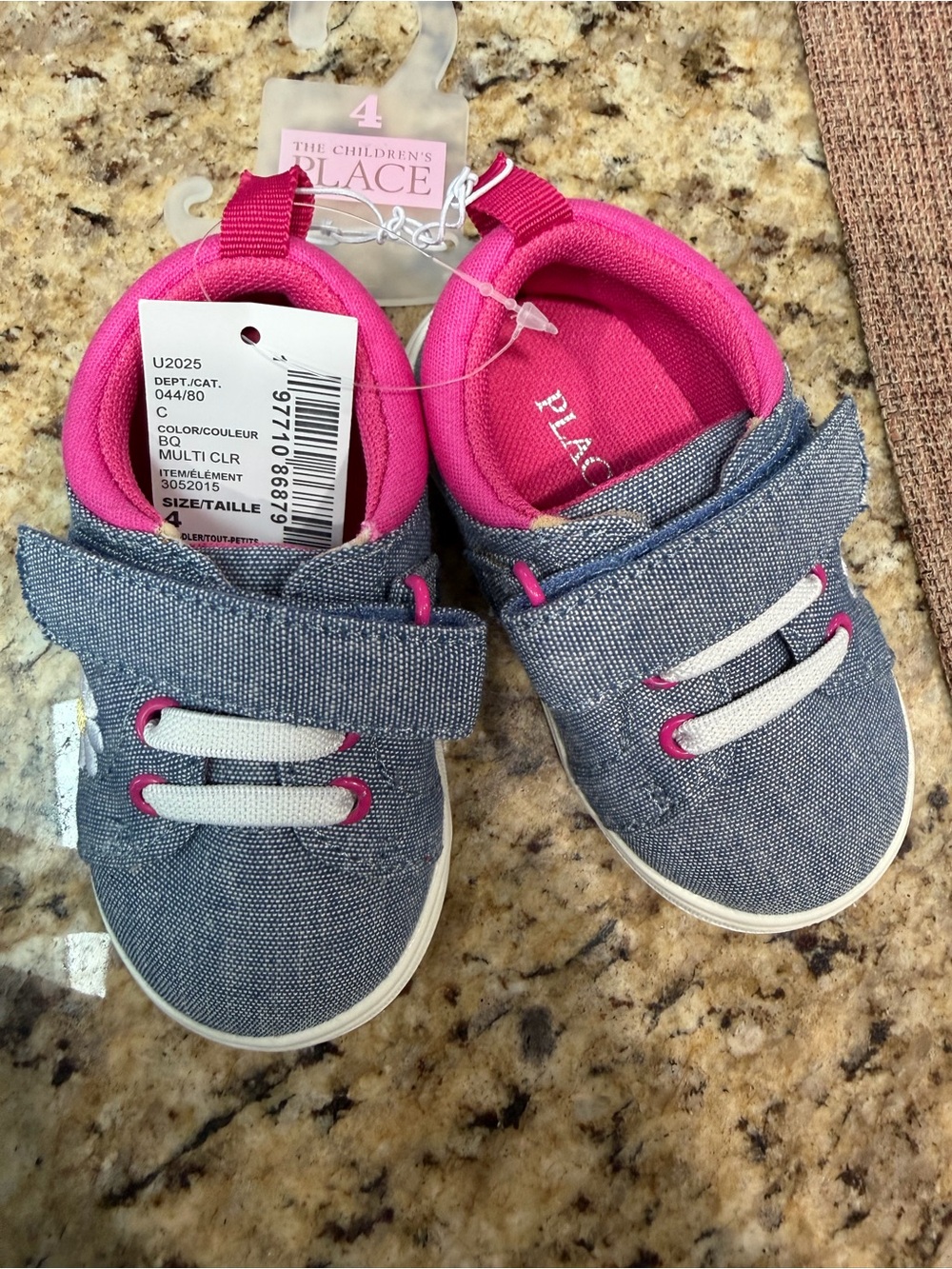 The Children's Place Denim-Look Sneakers with Bright Pink Lining